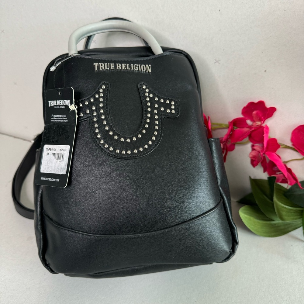 True Religion Black and Silver Backpack